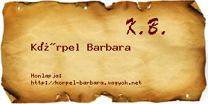 Körpel Barbara névjegykártya